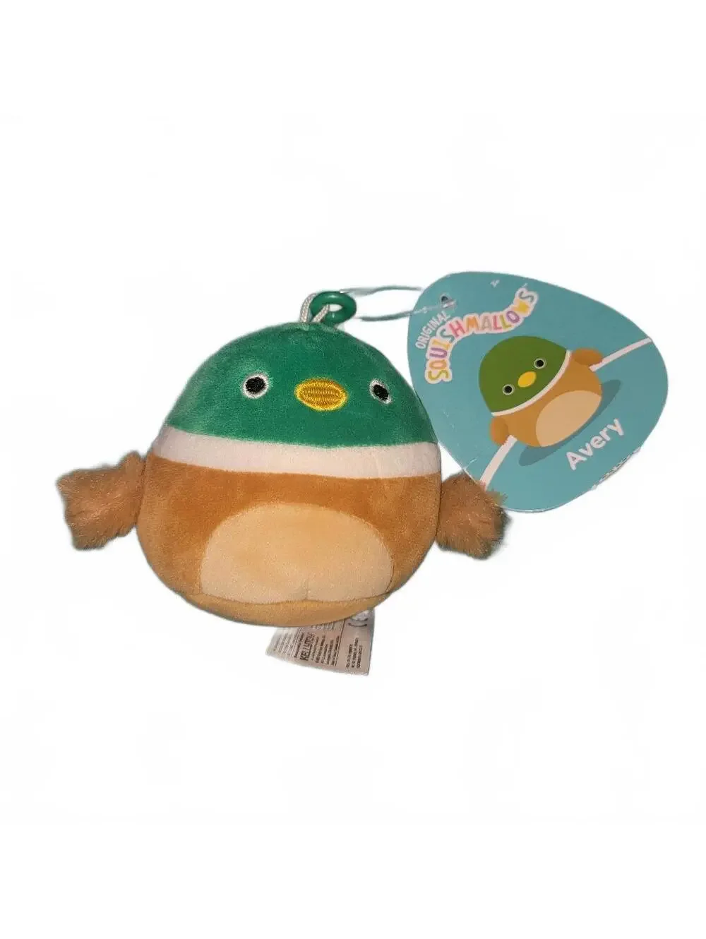 AVERY 🦆 the Mallard Duck Clip Original Squishmallows by Kelly Toy Clip NWT